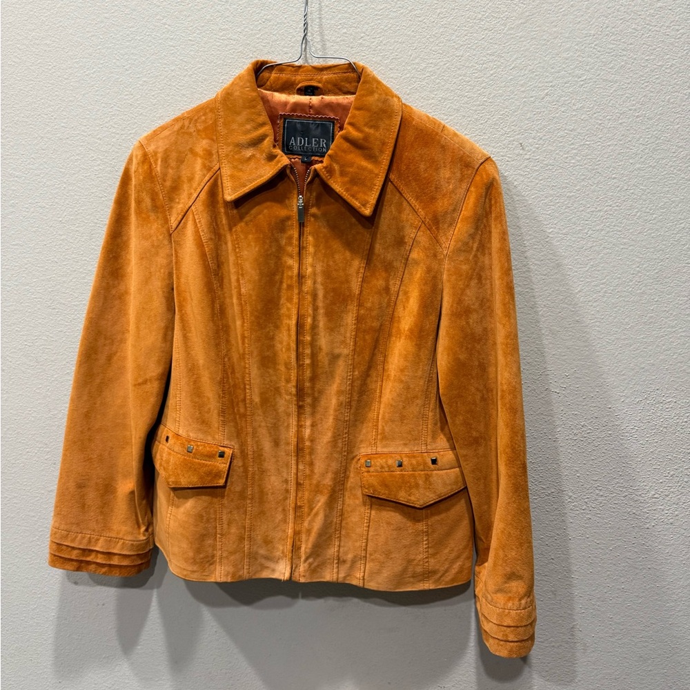 ADLER COLLECTION Vintage Women's Orange Suede Leather Jacket  Sz Large